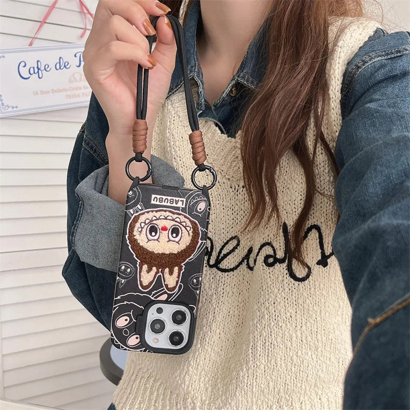 Labubu CozyFall™ Leather Case – iPhone 13–16 Series